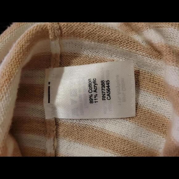 J Crew XXS tan & white striped tie up sweater with bell sleeves - Picture 4 of 5